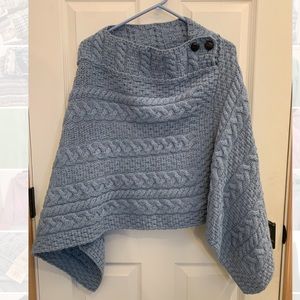 Blue Wool Women’s Poncho Sweater
